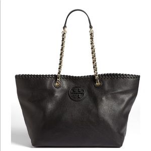 Tory Burch Marion small E/W tote in black leather